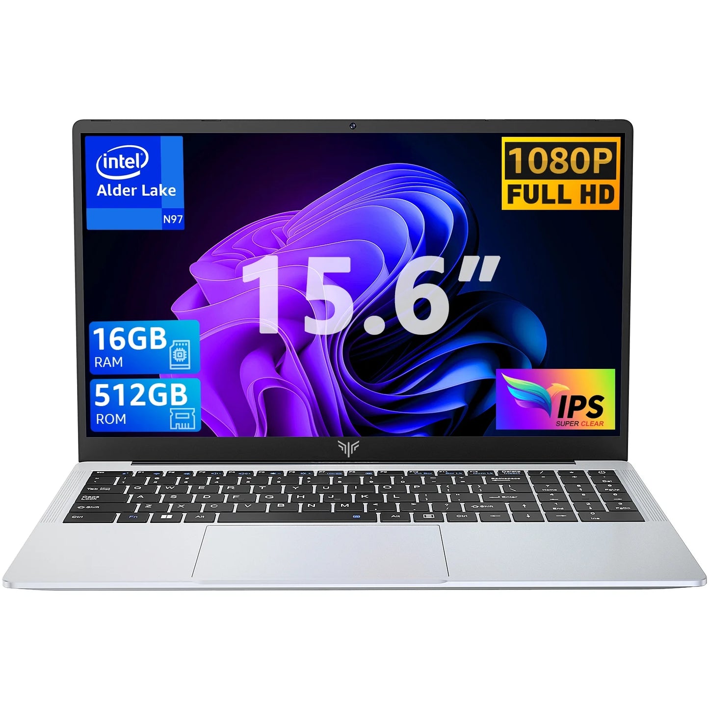 15.6 Inch Laptop 16GB DDR4 512GB SSD Intel Alder Lake N97 up to 3.6Ghz with Windows 11