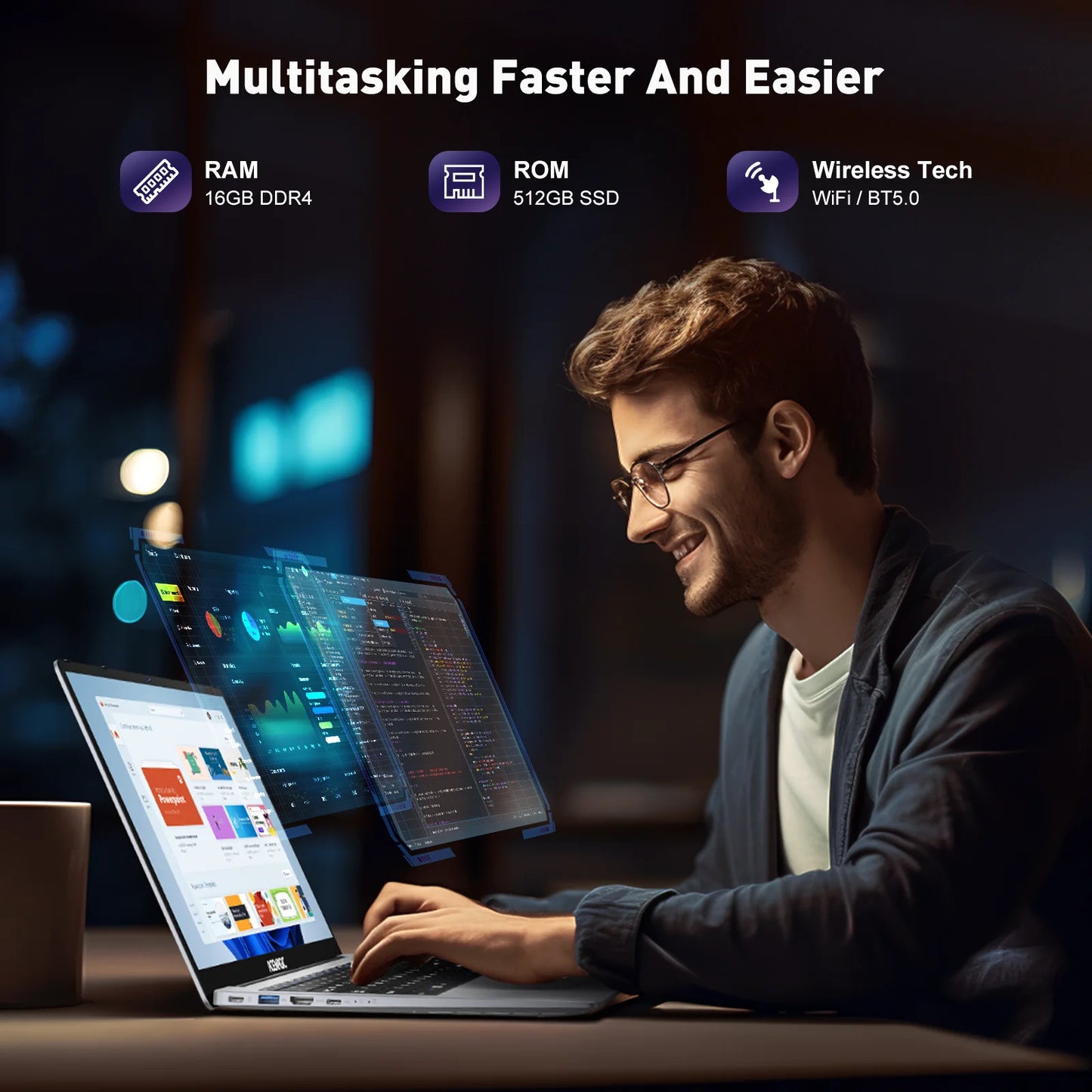 15.6 Inch Laptop 16GB DDR4 512GB SSD Intel Alder Lake N97 up to 3.6Ghz with Windows 11