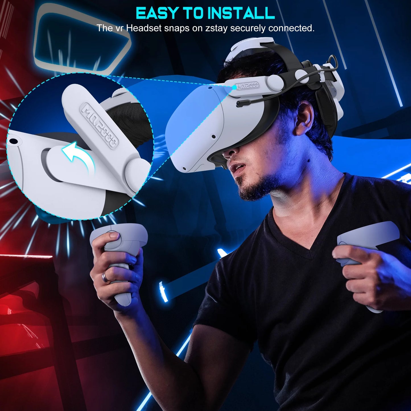 Adjustable Head Strap with 7500Mah Battery Pack for Meta/Oculus Quest 2/3, White