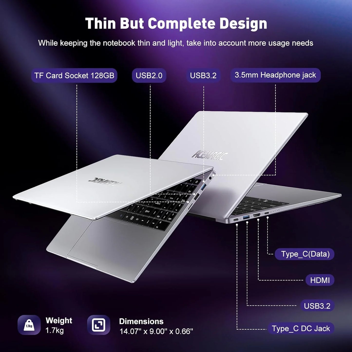 Laptop 15.6 FHD 16GB 512GB Intel Quad-Core 12Th Alder Lake N97 with Windows 11 Pro