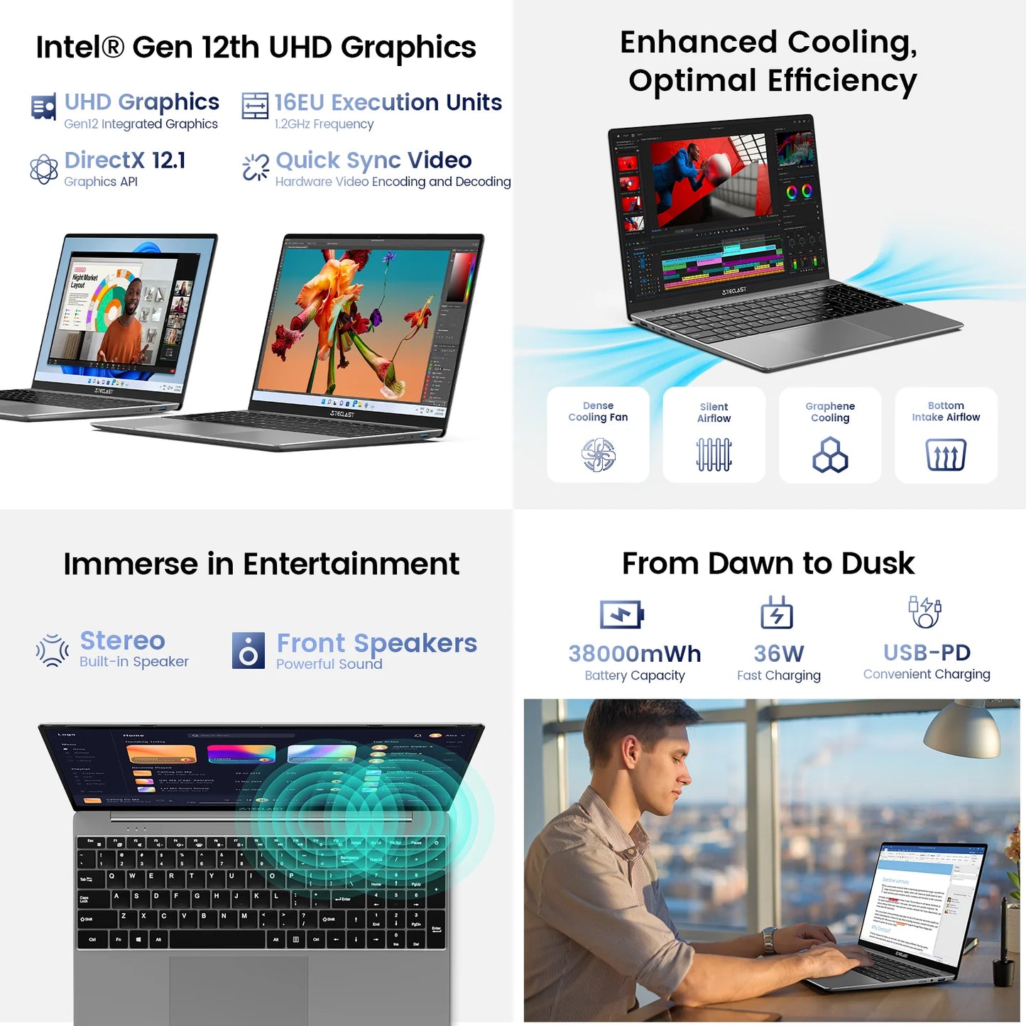 Windows 11 Pro Notebook Computer 15.6" Laptop 16GB RAM 512GB SSD, 3.4Ghz Quad Core Intel N95 Bussiness Computer PC, 1920X1080, Intel UHD Graphics, IPS FHD 1080P Screen, Wifi 6/BT 5.0