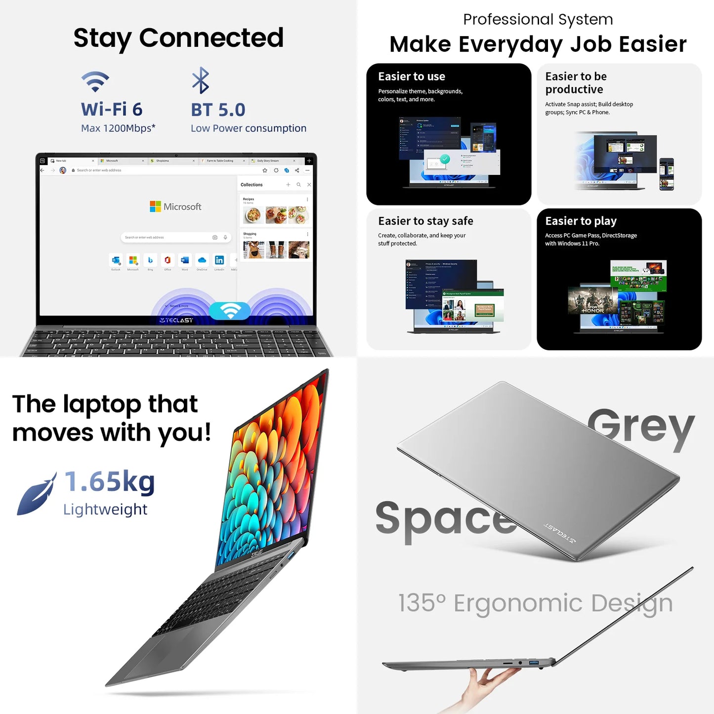 Windows 11 Pro Notebook Computer 15.6" Laptop 16GB RAM 512GB SSD, 3.4Ghz Quad Core Intel N95 Bussiness Computer PC, 1920X1080, Intel UHD Graphics, IPS FHD 1080P Screen, Wifi 6/BT 5.0