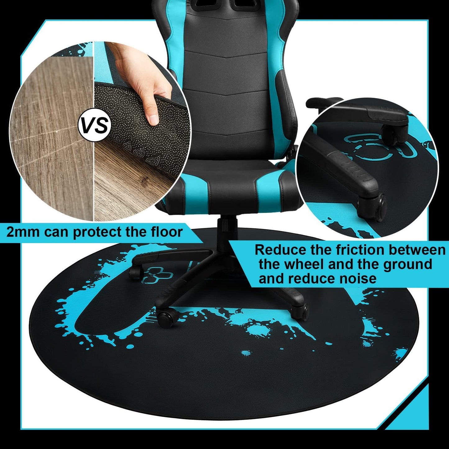 Gaming Chair Mat round Chair Mat for Hardwood Floor Gaming Rugs Antislip Carpet