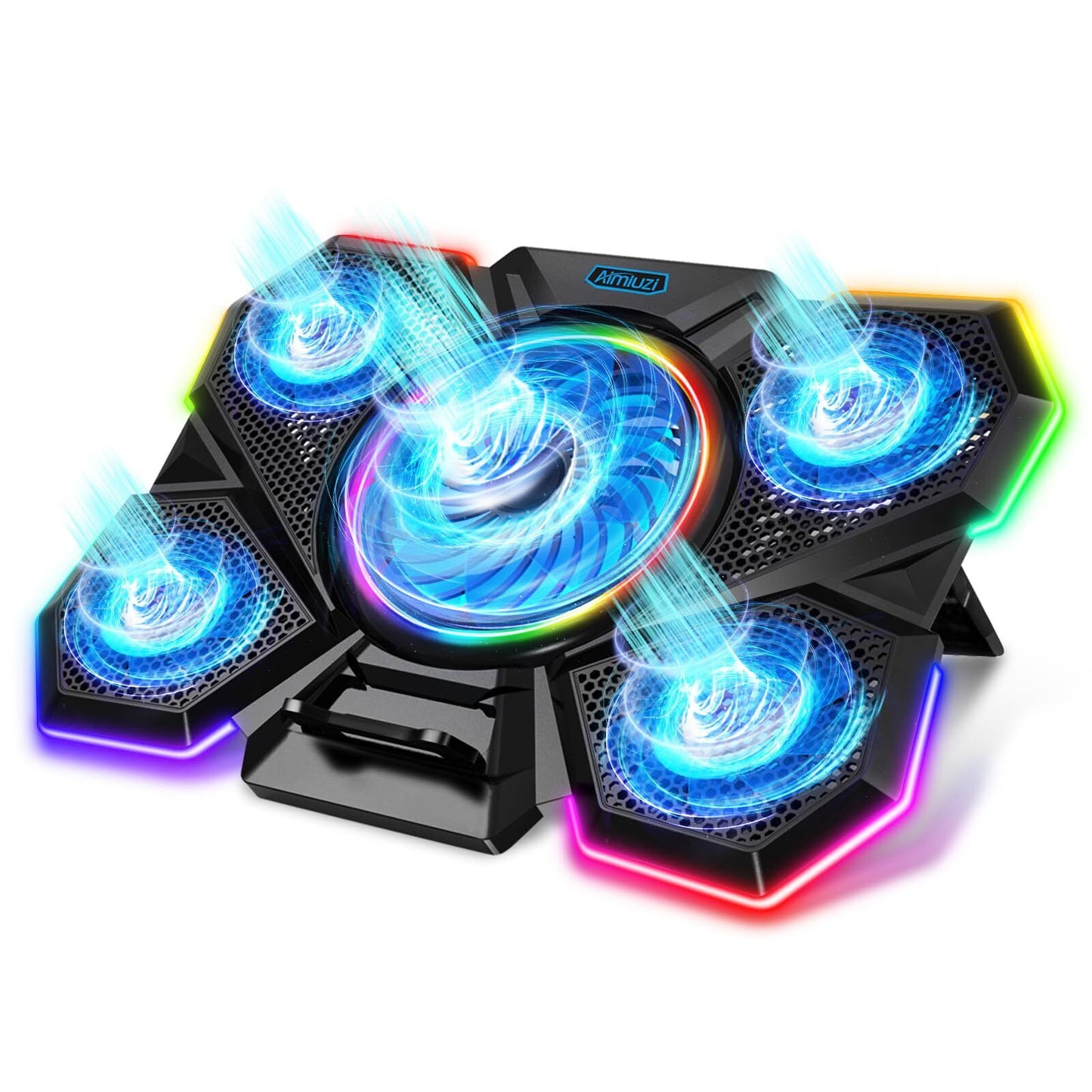Laptop Cooling Pad, Gaming Laptop Cooler with 5 Quiet Fans and LED Lights (On...