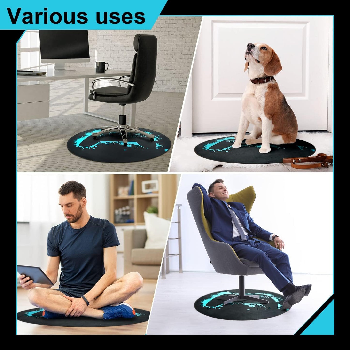Gaming Chair Mat round Chair Mat for Hardwood Floor Gaming Rugs Antislip Carpet
