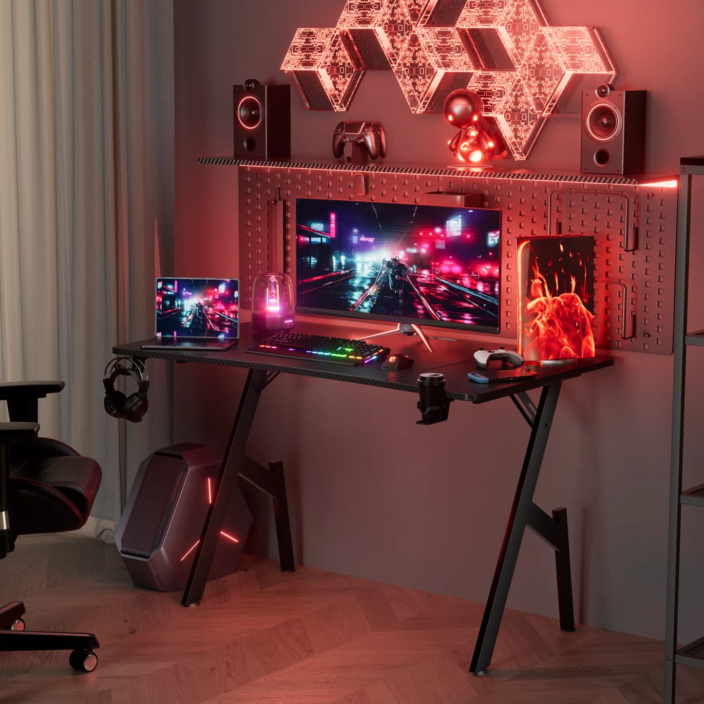 47 Inch Gaming Desk, Ergonomic Gamer Table, Computer Table, Pc Workstation