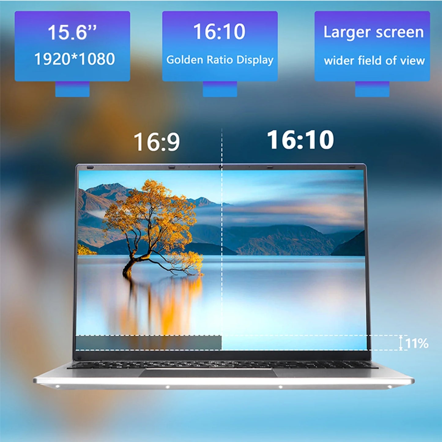 N95 Laptop, 15.6 FHD, Intel Alder Lake N95, 16GB RAM, 1TB SSD, Silver