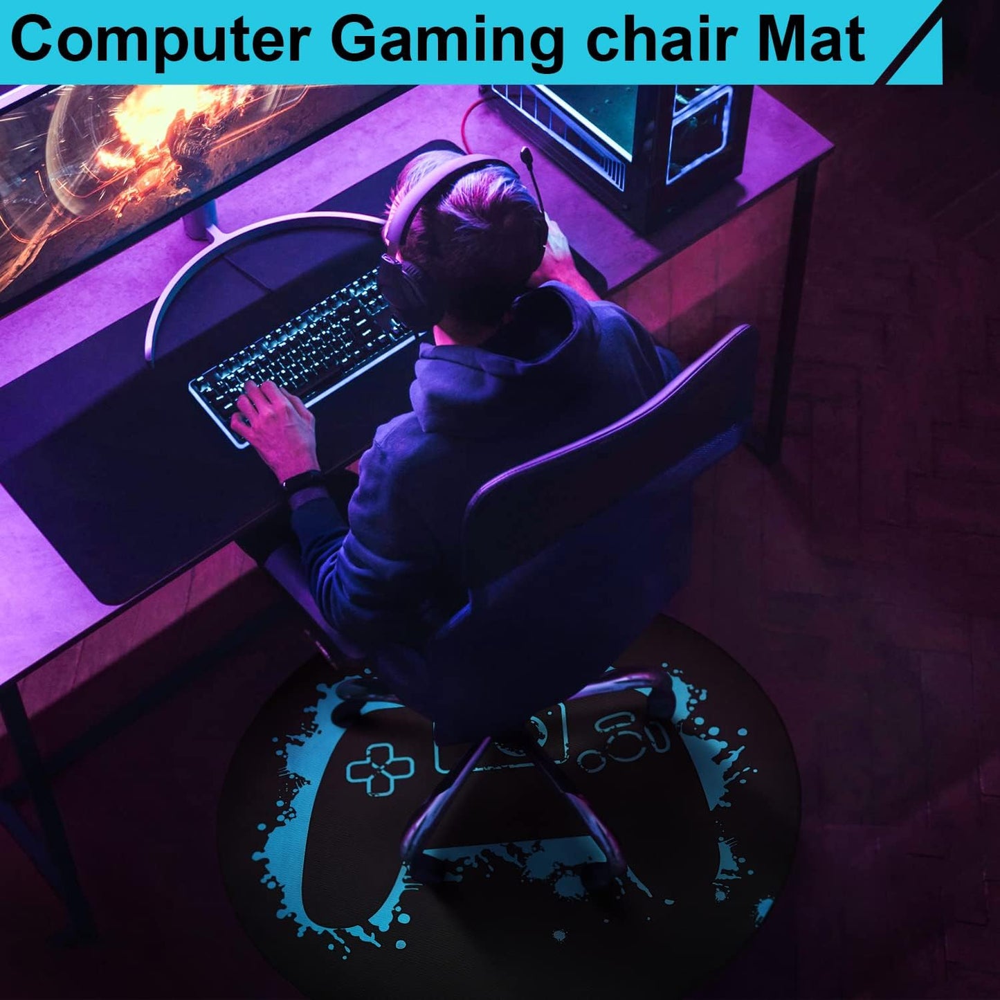 Gaming Chair Mat round Chair Mat for Hardwood Floor Gaming Rugs Antislip Carpet