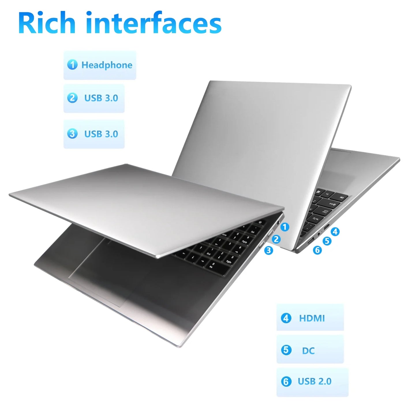 N95 Laptop, 15.6 FHD, Intel Alder Lake N95, 16GB RAM, 1TB SSD, Silver